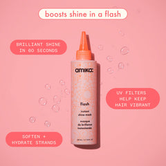 amika flash instant shine mask open cap displaying creamy texture for quick absorption