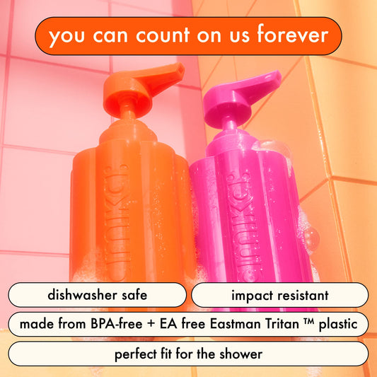 Amika close-up of screw cap and pour spout for clean, leak-free refilling