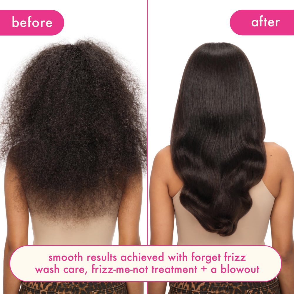 Amika forget frizz pouring from bottle to show large 1000ml size value