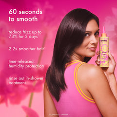 amika forget frizz shampoo and conditioner samples shown neatly