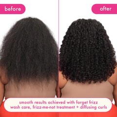 Amika forget frizz paired with conditioner to show complete frizz-control system