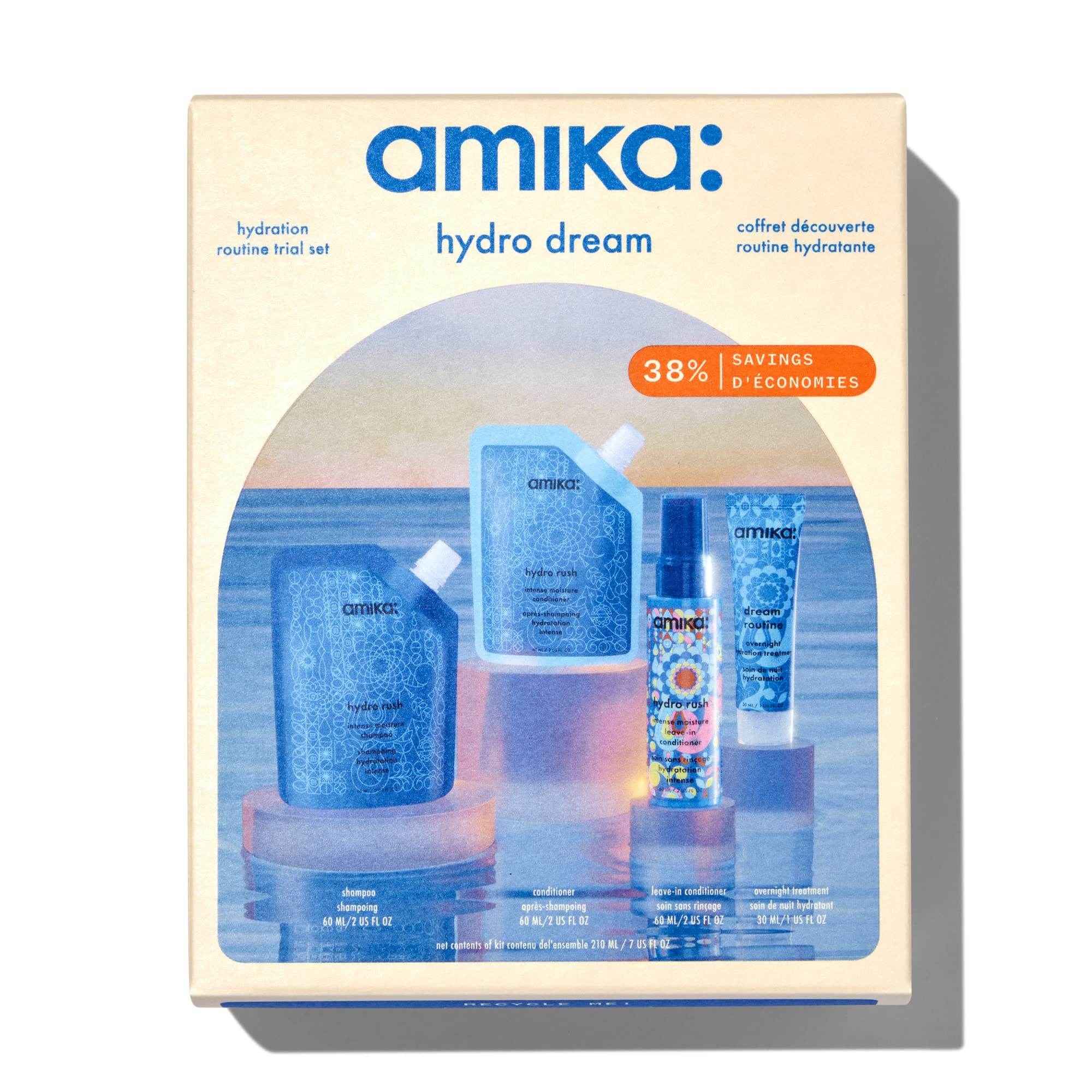 Amika trial set front packaging showing full kit and benefits
