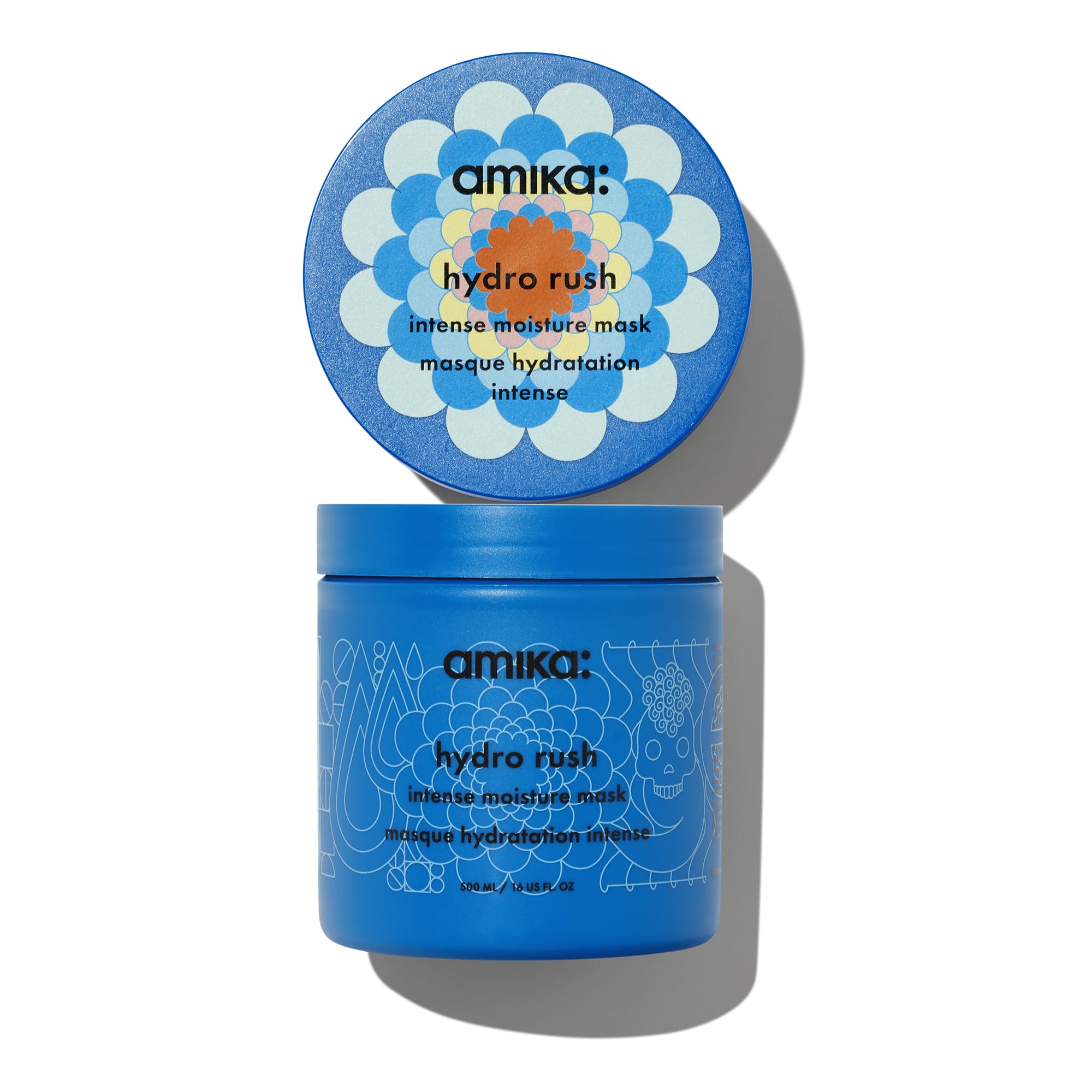 Amika jar front view showing Hydro Rush 500ml for longer-lasting hydration