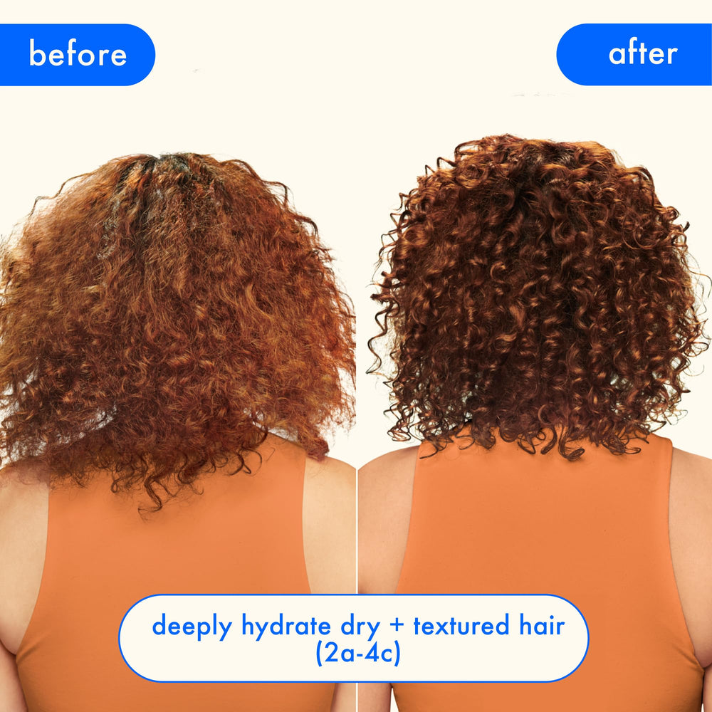 Amika before and after detangling showing reduced breakage benefit