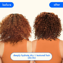 Amika before and after detangling showing reduced breakage benefit