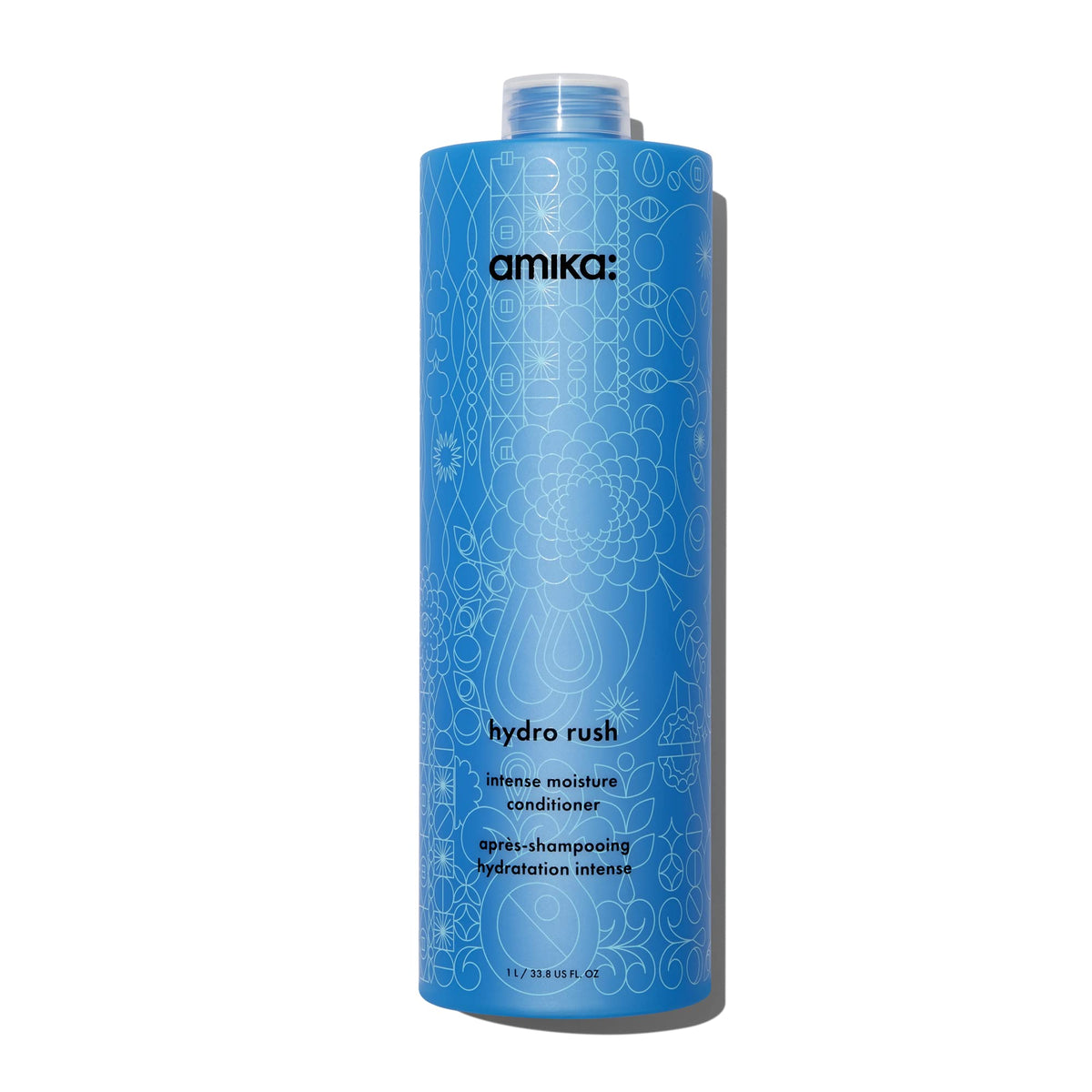 Amika front 1000ml bottle showing product and salon-size convenience