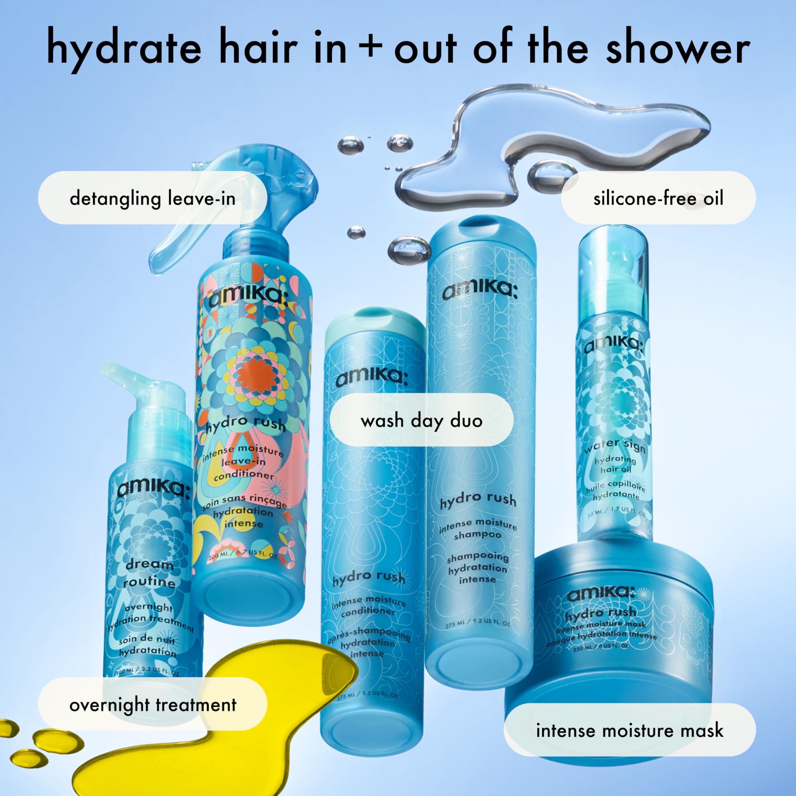 Amika key ingredient mix including hyaluronic acid and squalane benefits