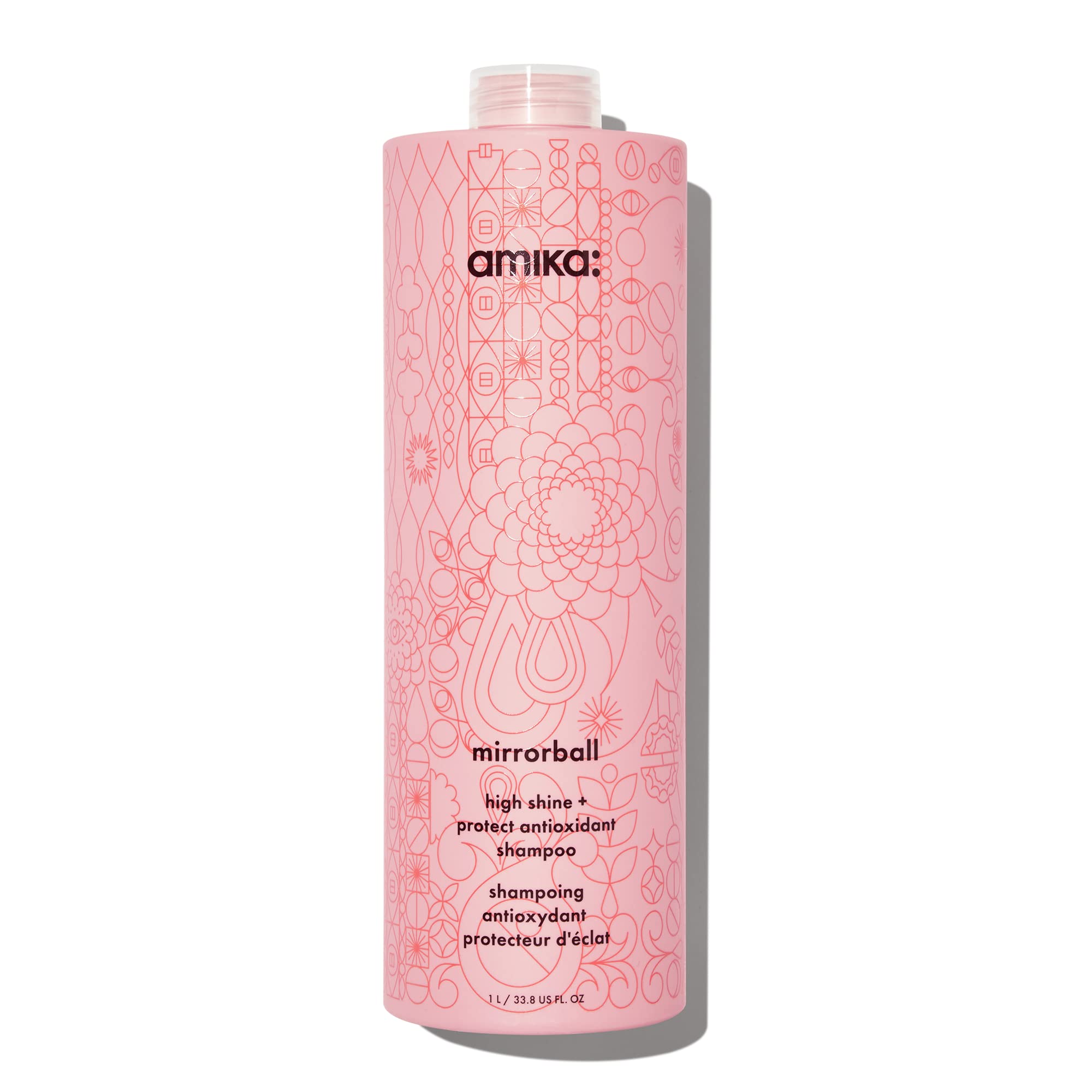 amika Mirrorball front bottle showing label and large 1000ml size for cost savings