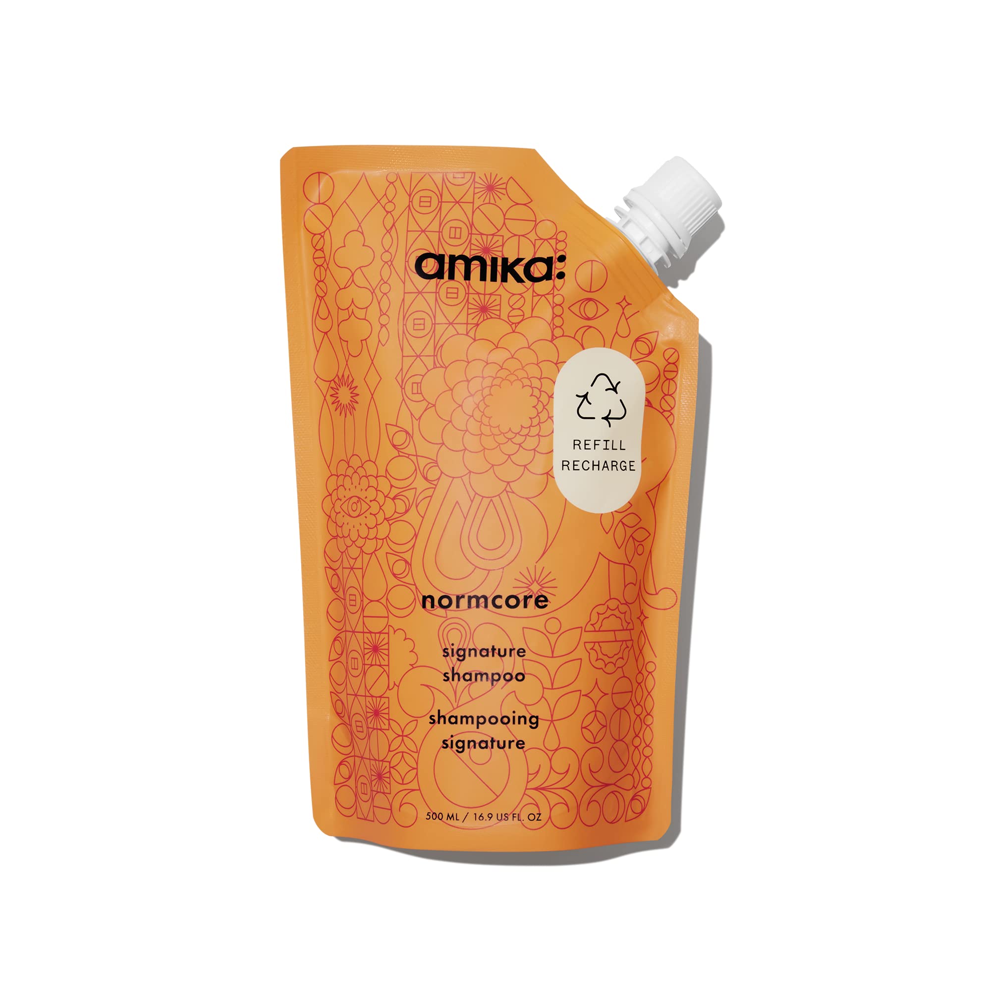 amika front packaging 500ml showing large everyday shampoo benefit