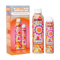 Amika duo front packaging showing full and travel sizes for quick refresh