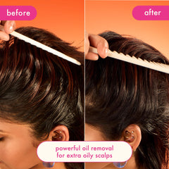 model applying amika Perk Up Ultra to roots to refresh greasy hair quickly