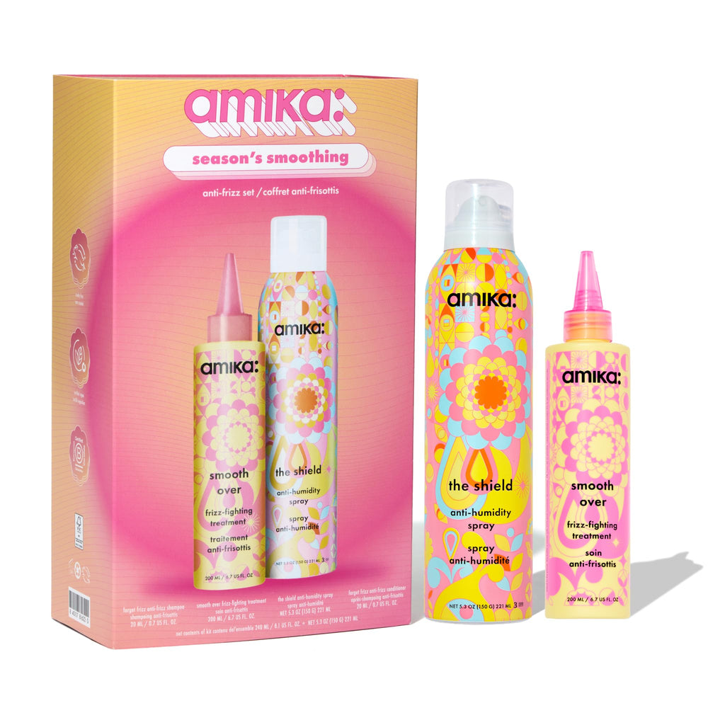 amika front packaging showing full smoothing kit and gifting appeal