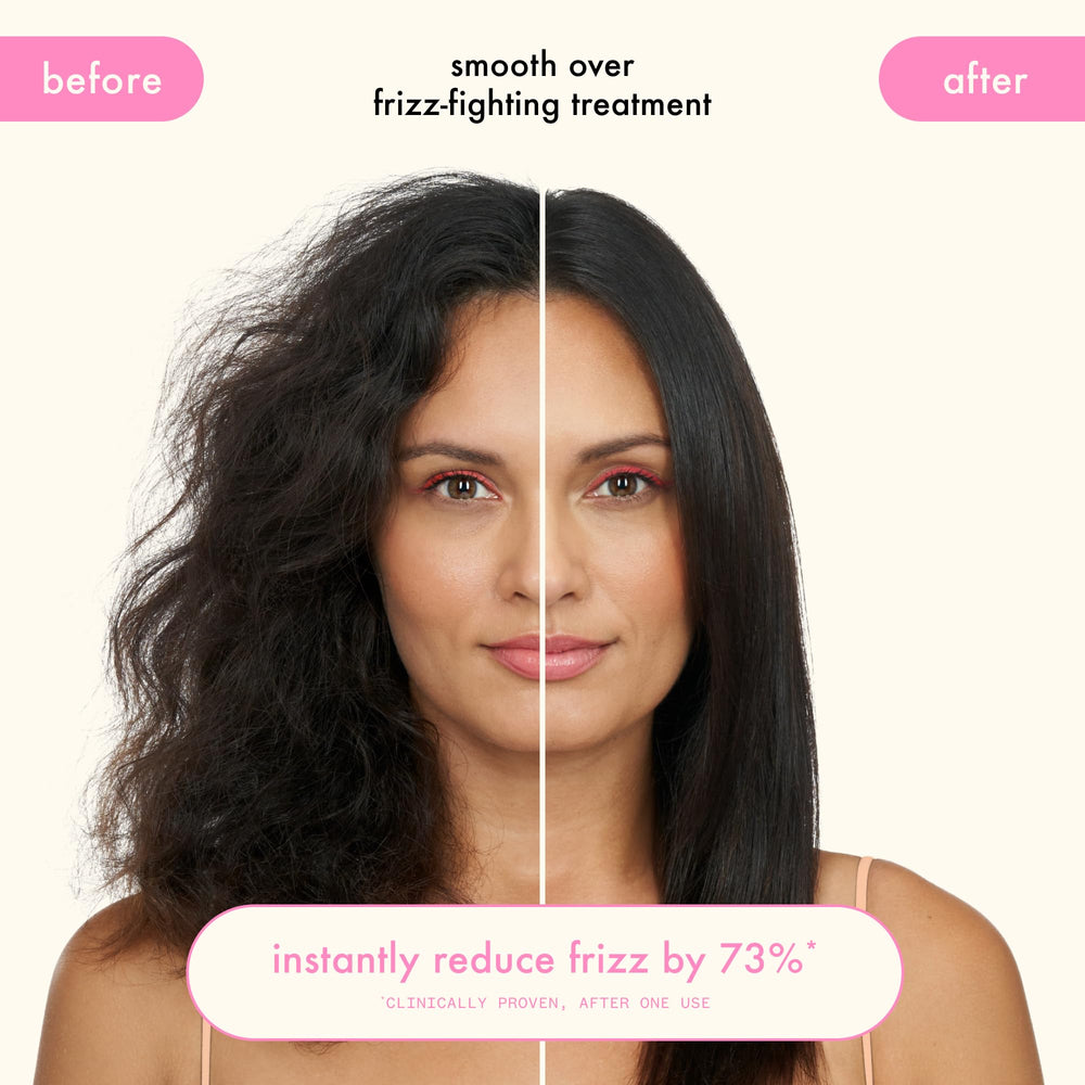 amika Smooth Over applied to wet hair in shower demonstrating quick use