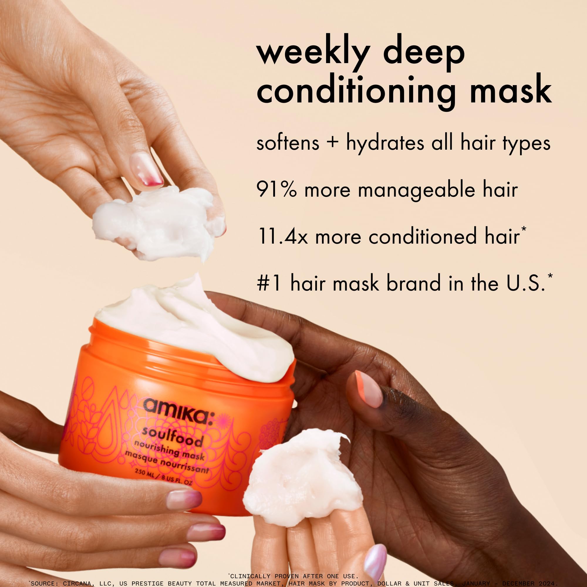 amika soulfood open jar revealing creamy mask texture for deep conditioning