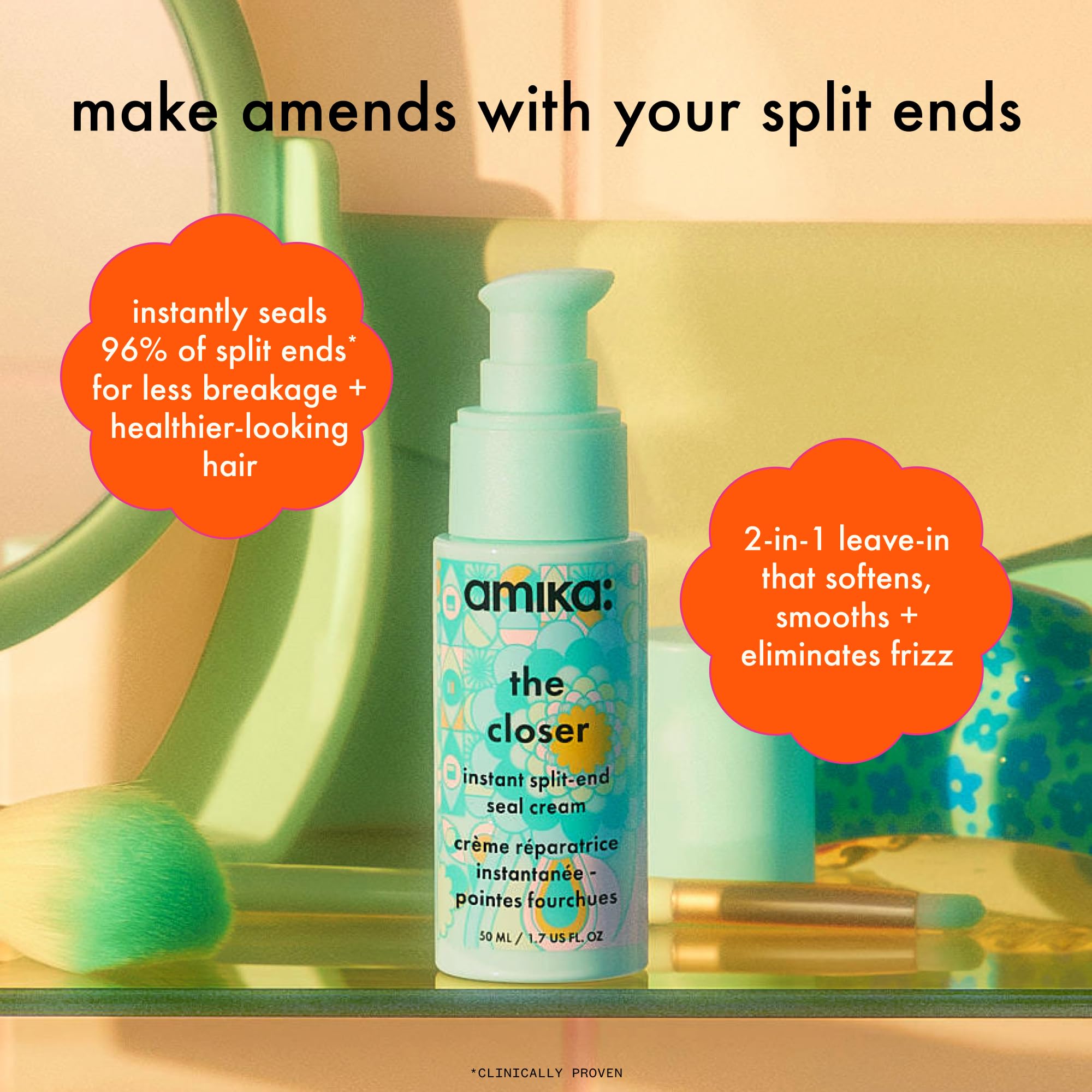 amika the closer cream texture close-up conveying smooth application and quick sealing