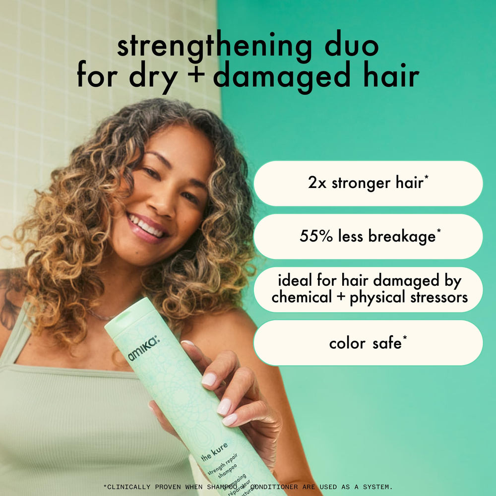 amika pump dispensing shampoo with easy one-handed application benefit