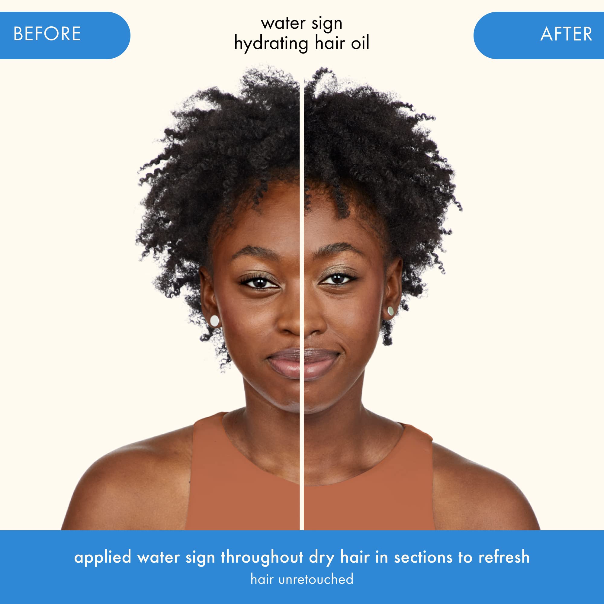 Amika visible before and after results reducing frizz and breakage