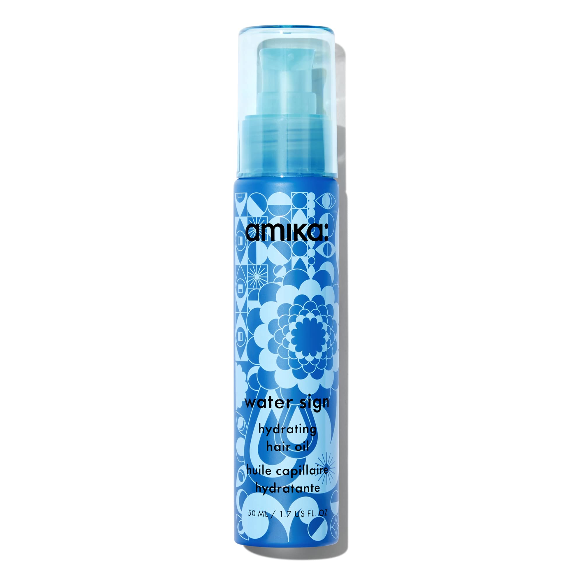 Amika bottle front view showing branding and benefit hydration