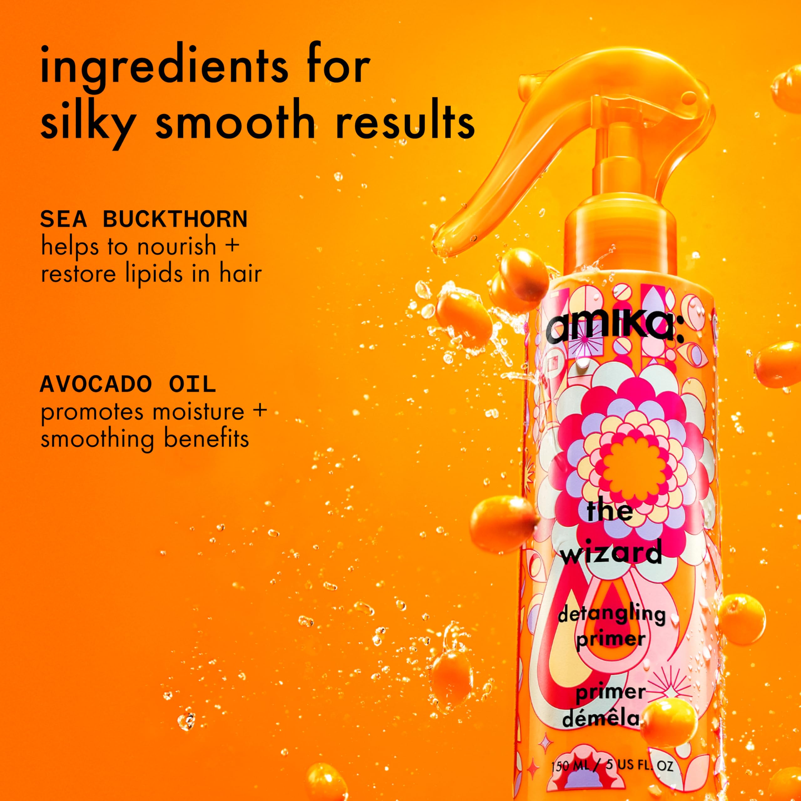 amika The Wizard formula drop close-up showing lightweight texture and hydrating effect