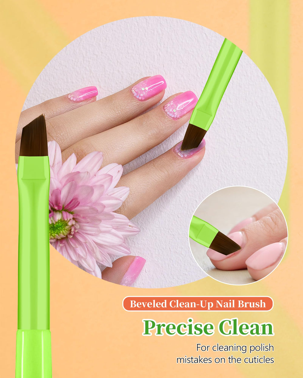 AMilHiTon brushes in use removing polish near cuticle for neater manicure