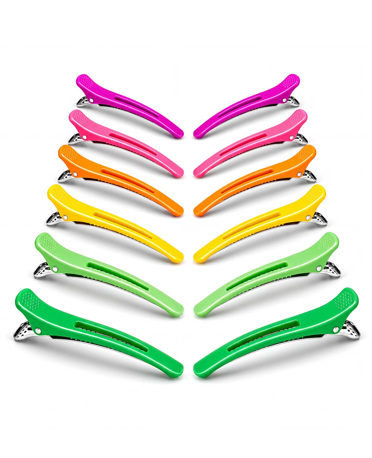 AMIZO front view of 12-piece clip set showing neon colors and packaging benefit