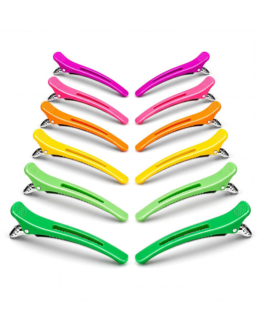 AMIZO front view of 12-piece clip set showing neon colors and packaging benefit