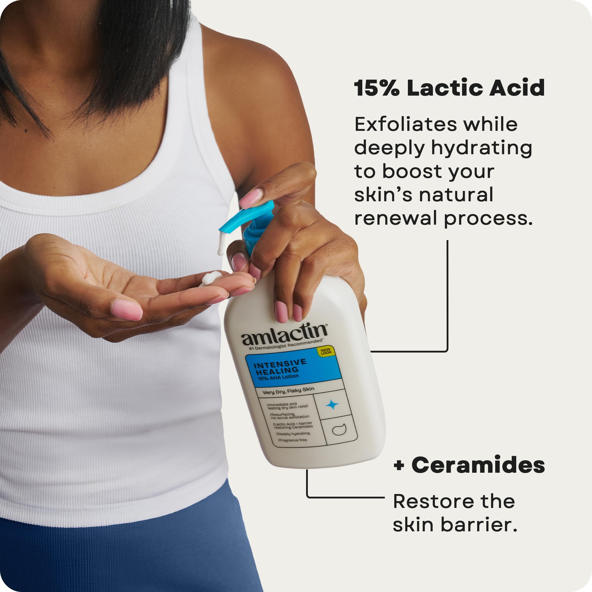 AmLactin being applied on arm demonstrating visible smoothing benefits