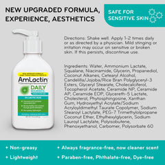 AmLactin bottle next to hand showing 7.9 oz travel-friendly size