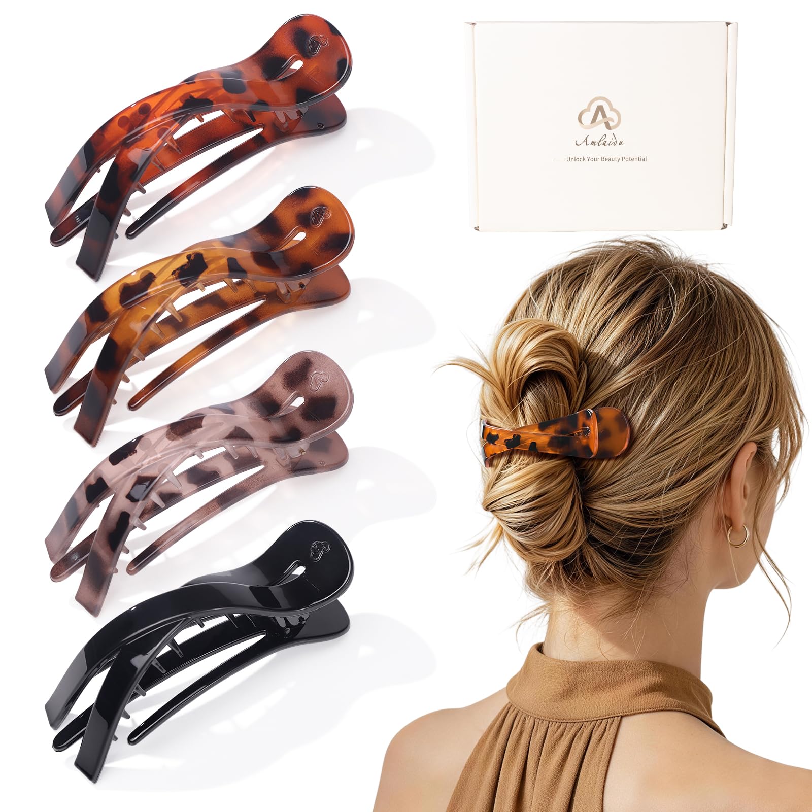 Amlaidu front view in black and tortoise showing elegant hold and everyday style