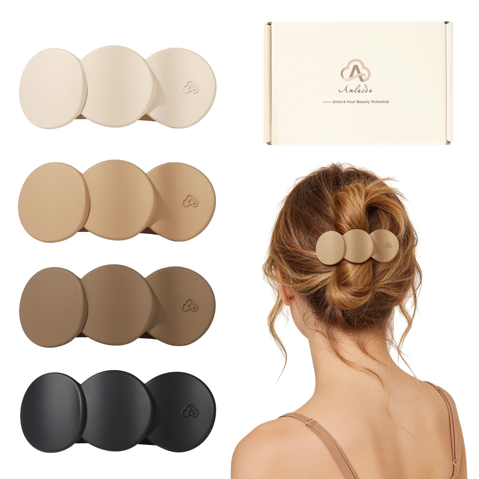 Amlaidu front view flat hair clip showing sleek silhouette and everyday styling benefit
