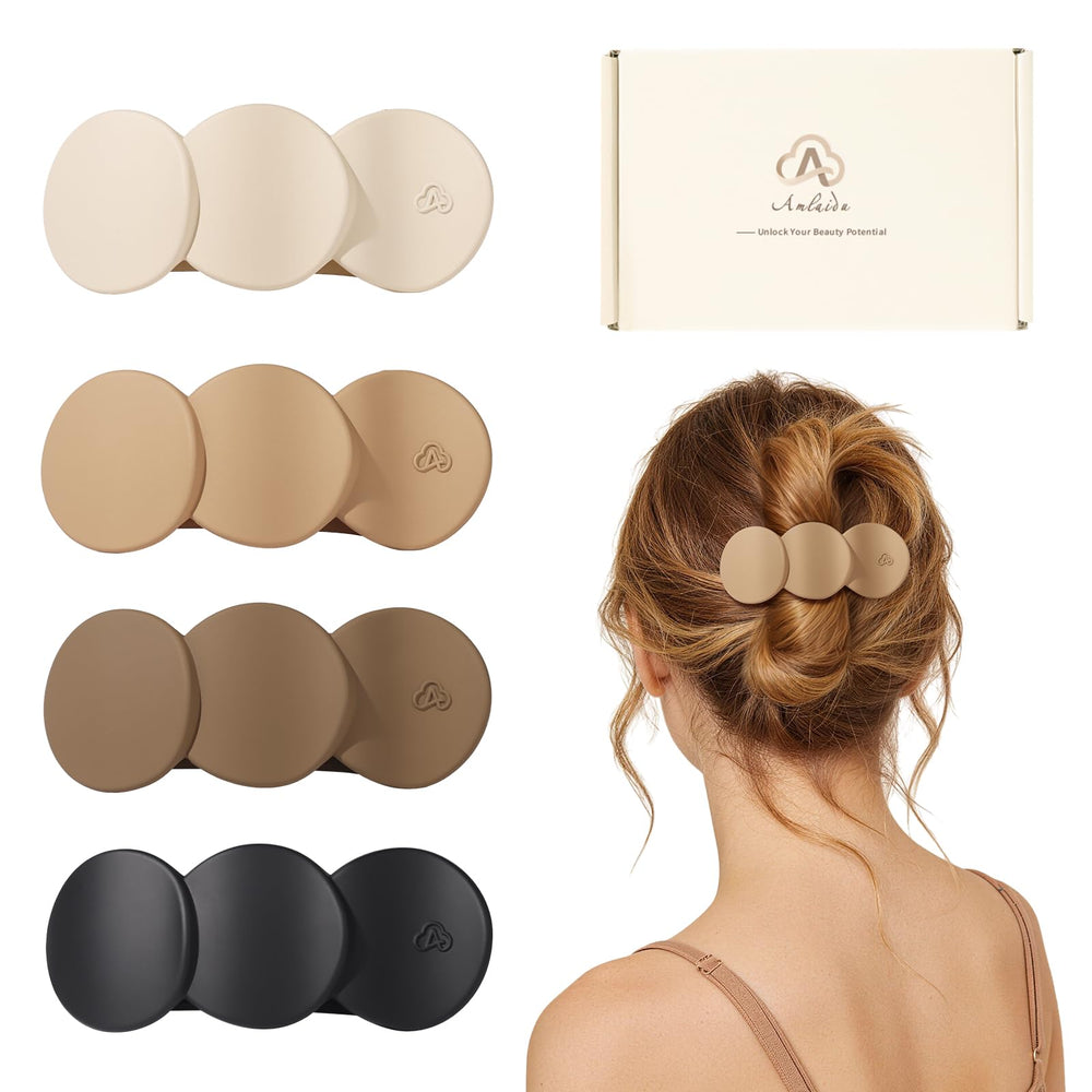 Amlaidu front view flat hair clip showing sleek silhouette and everyday styling benefit