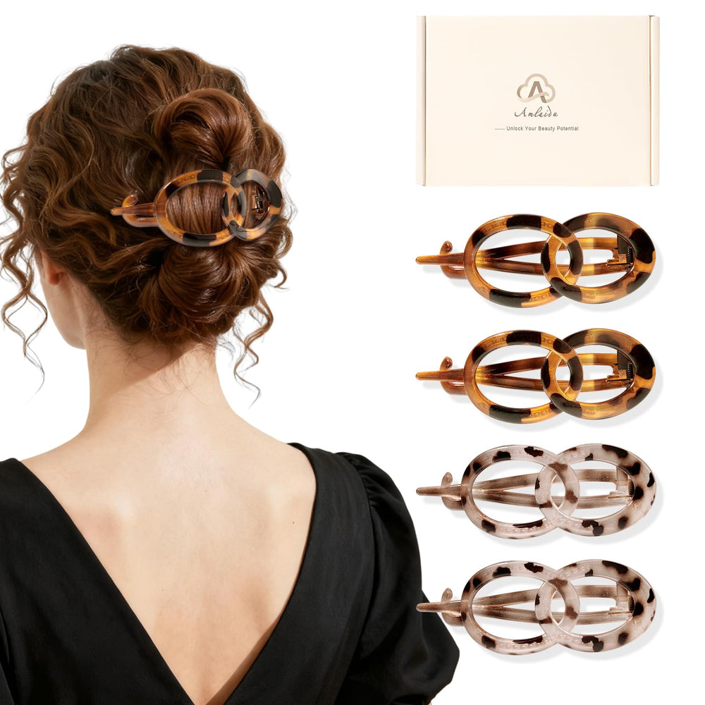 Amlaidu front view of leopard print clip showing style and secure hold
