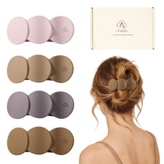 Amlaidu front view showing four clip colors and compact design for versatile styling