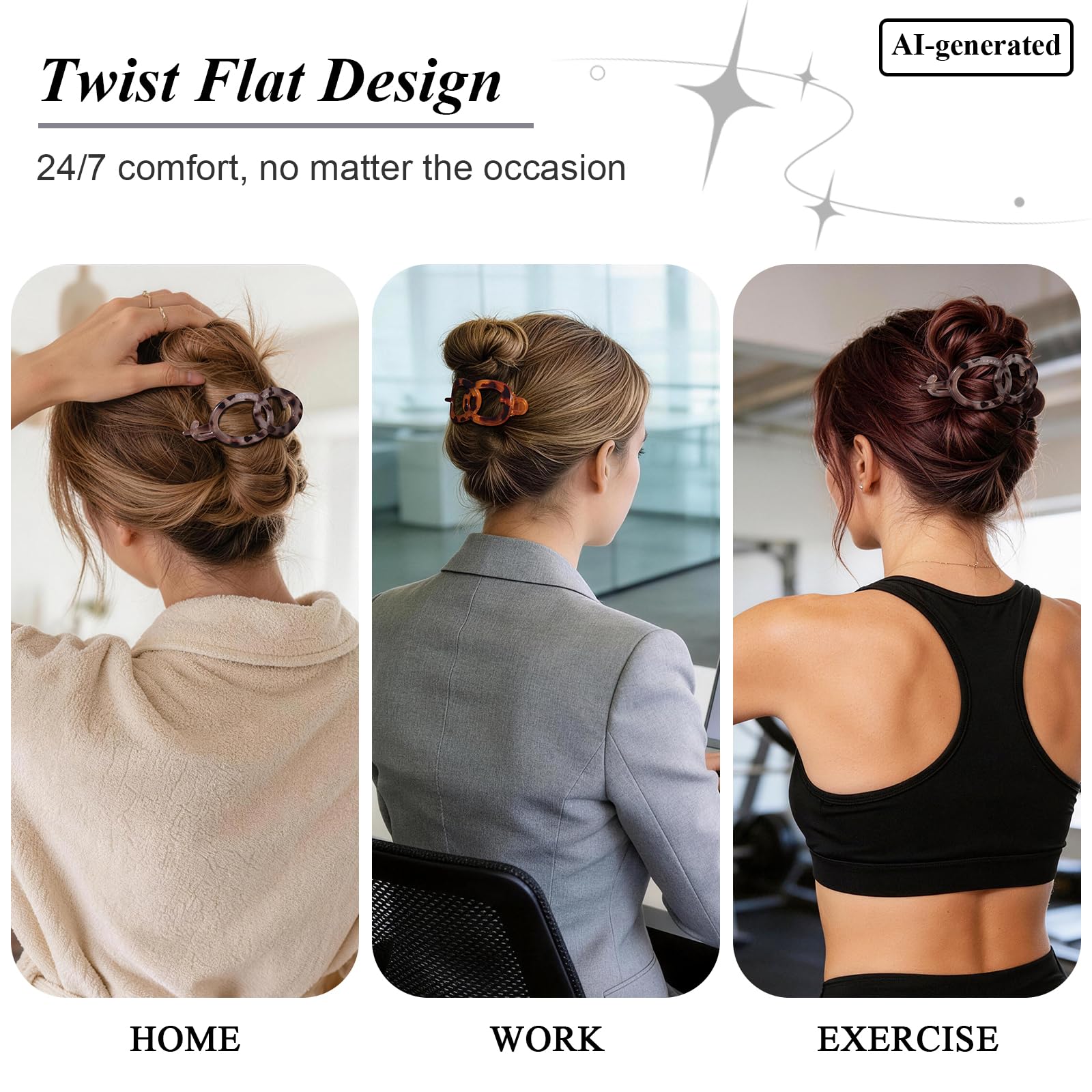 Amlaidu clip securing a half-up hairstyle for quick styling benefit