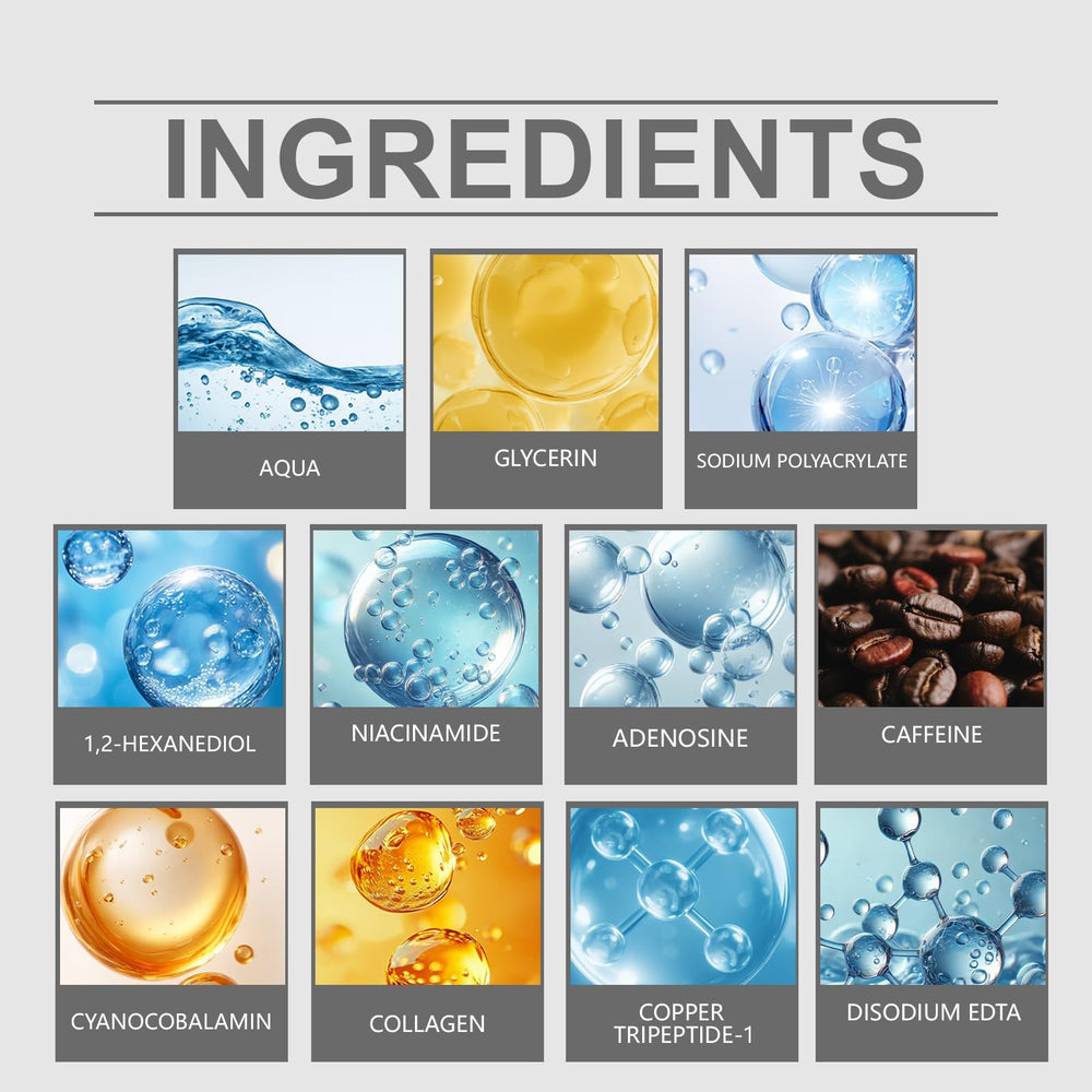 Amliya ingredient label closeup highlighting peptides and hyaluronic acid benefit