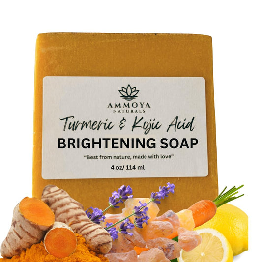 Ammoya Naturals front packaging showing a single turmeric soap bar and label benefit