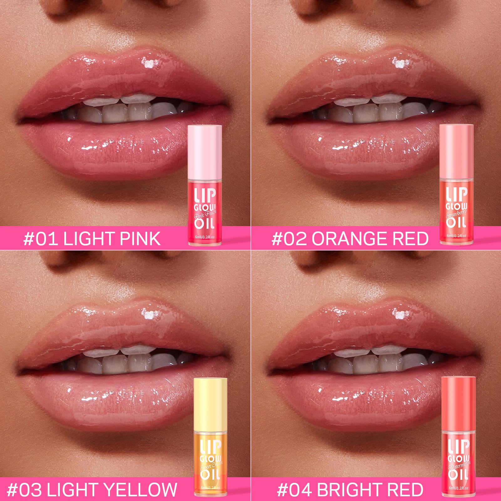 AMOADO strawberry shade worn on lips for hydrated, glossy natural color