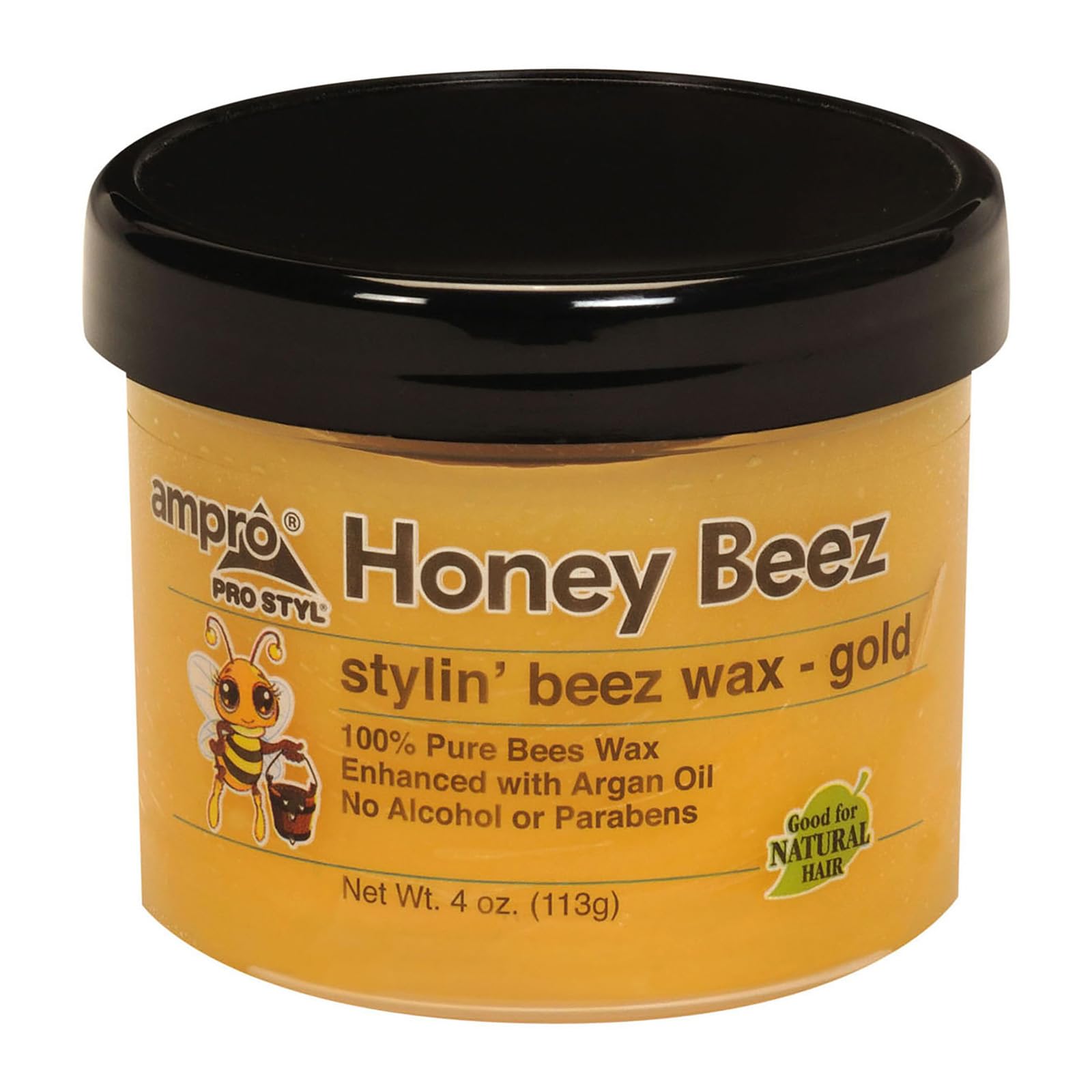 AmPro Beez Wax front jar showing label and gold cream for clear identification and benefit