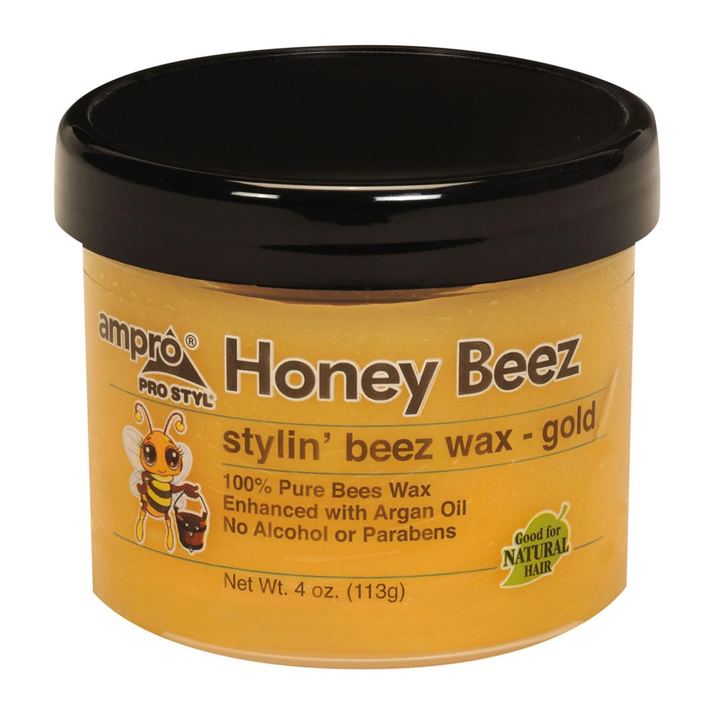 AmPro Beez Wax front jar showing label and gold cream for clear identification and benefit
