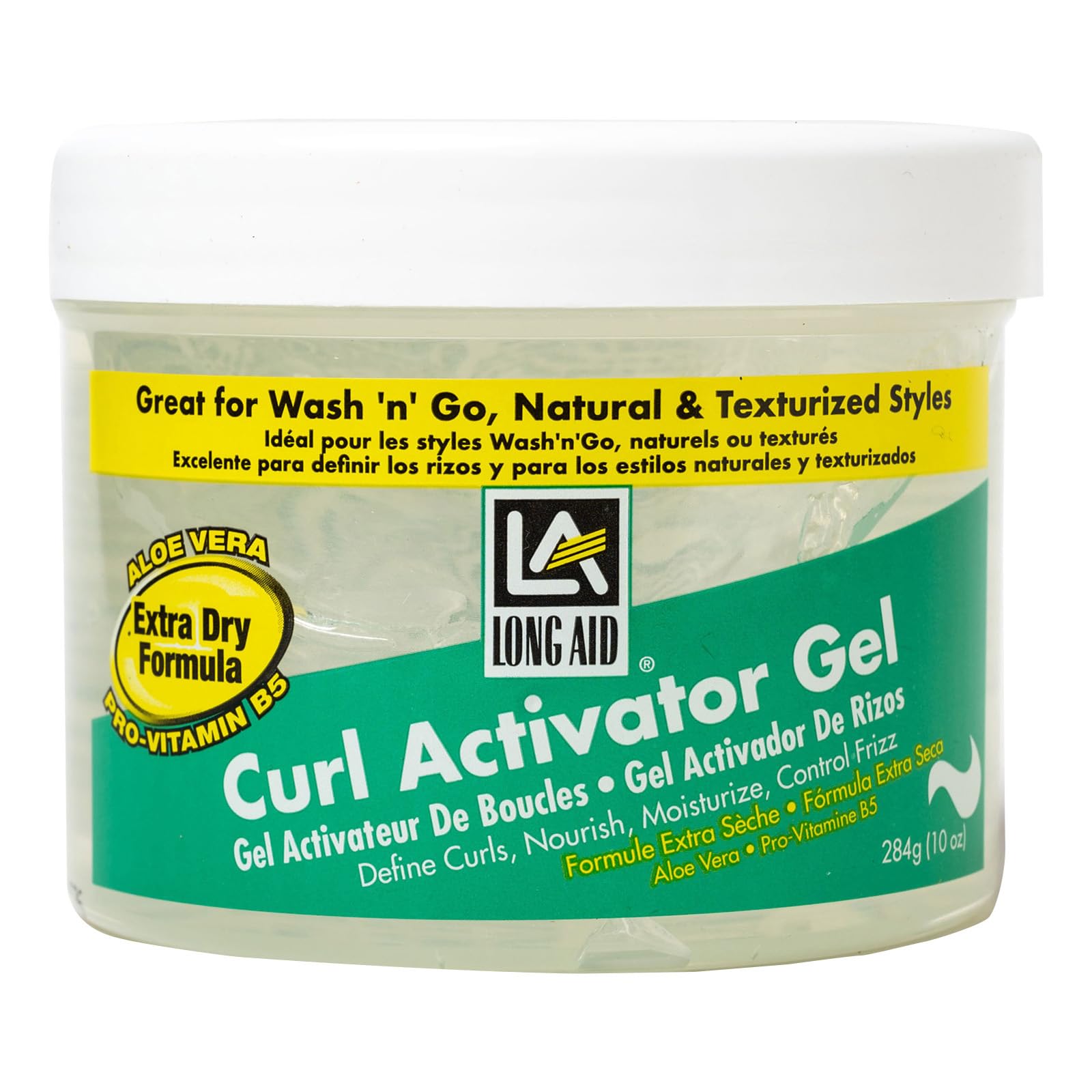 AMPRO front packaging view showing 10 oz gel for defined curls and hydration