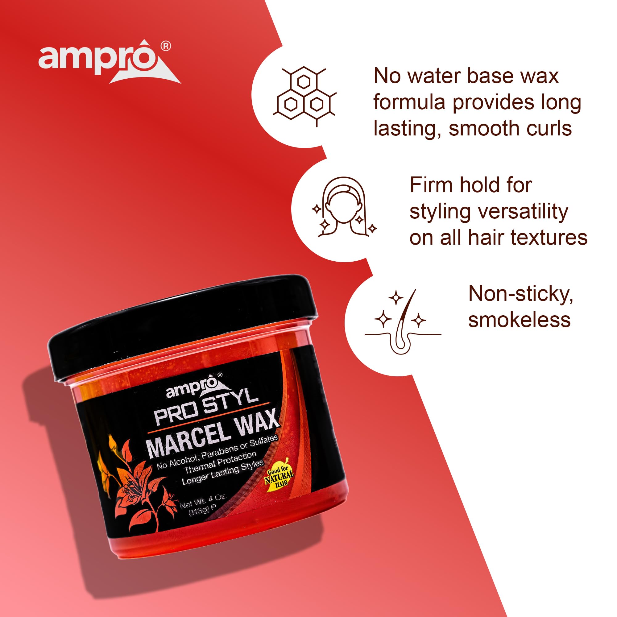 AmPro Marcel Wax on a styling station with tools conveying professional-ready heat protection