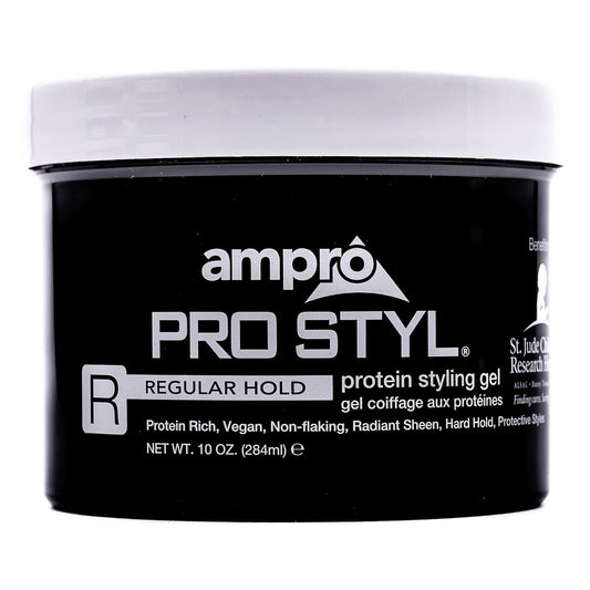 AMPRO Pro Styl front jar showing label and 10 oz size for clear product identification