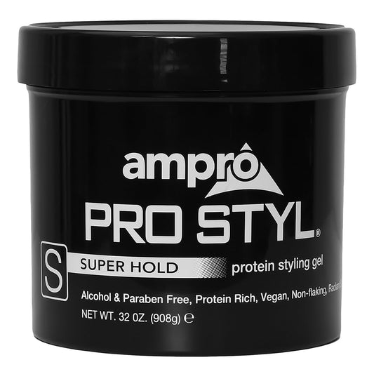 AmPro Pro Styl front jar showing label and 32 oz size with clear benefit
