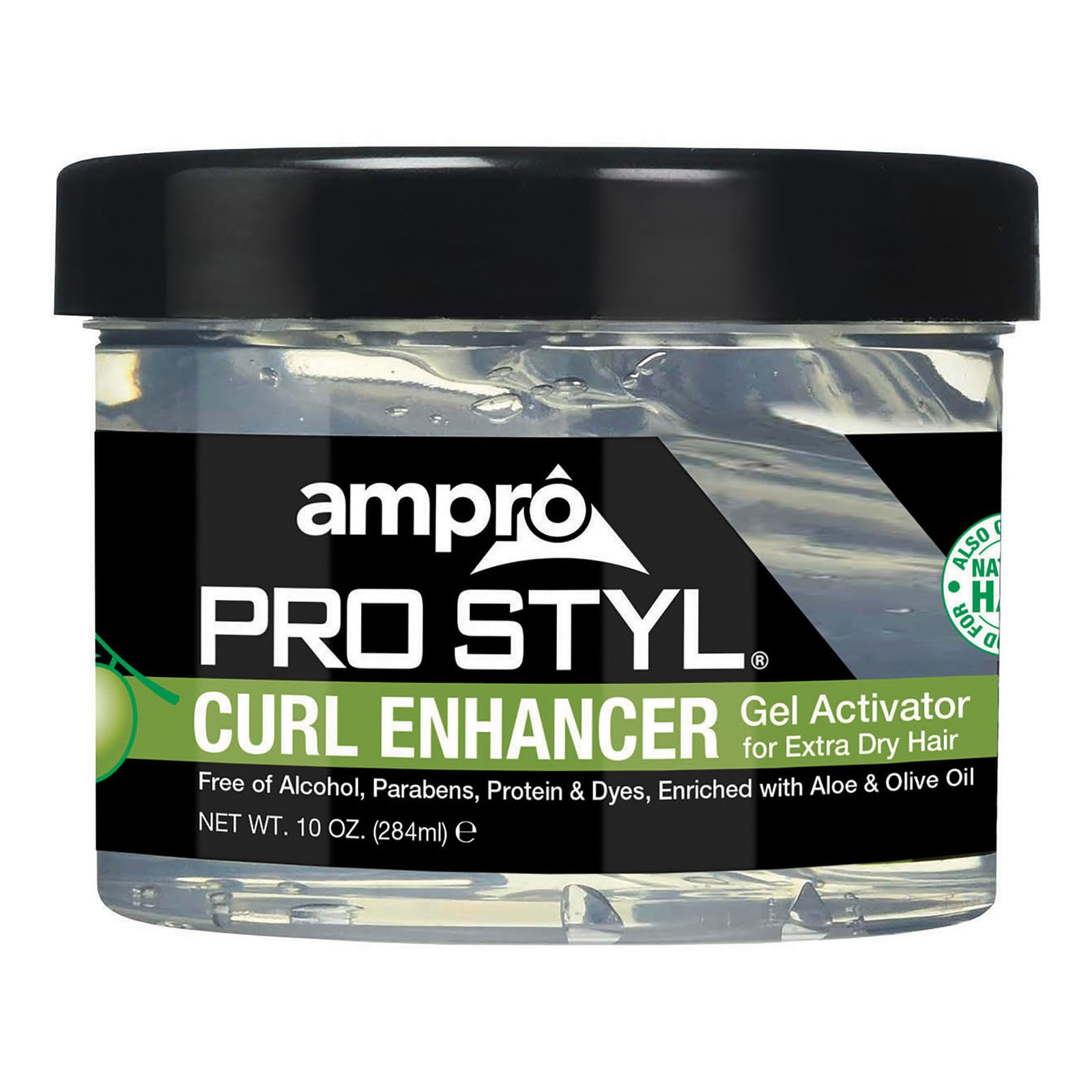 AmPro Pro Styl front packaging showing label and 10 oz jar, highlighting clear ingredient benefits
