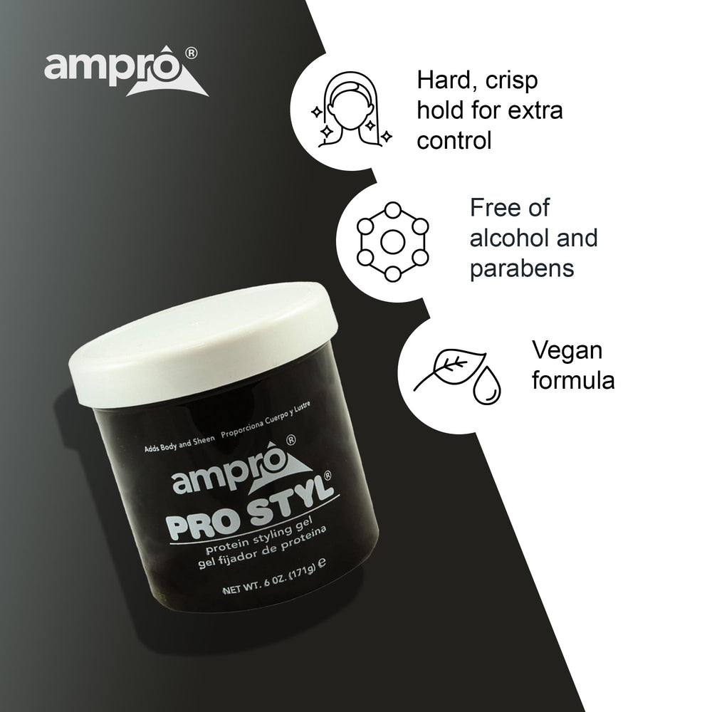 AMPRO Pro Styl lifestyle styling setting with model showcasing flexible, touchable hold and finish