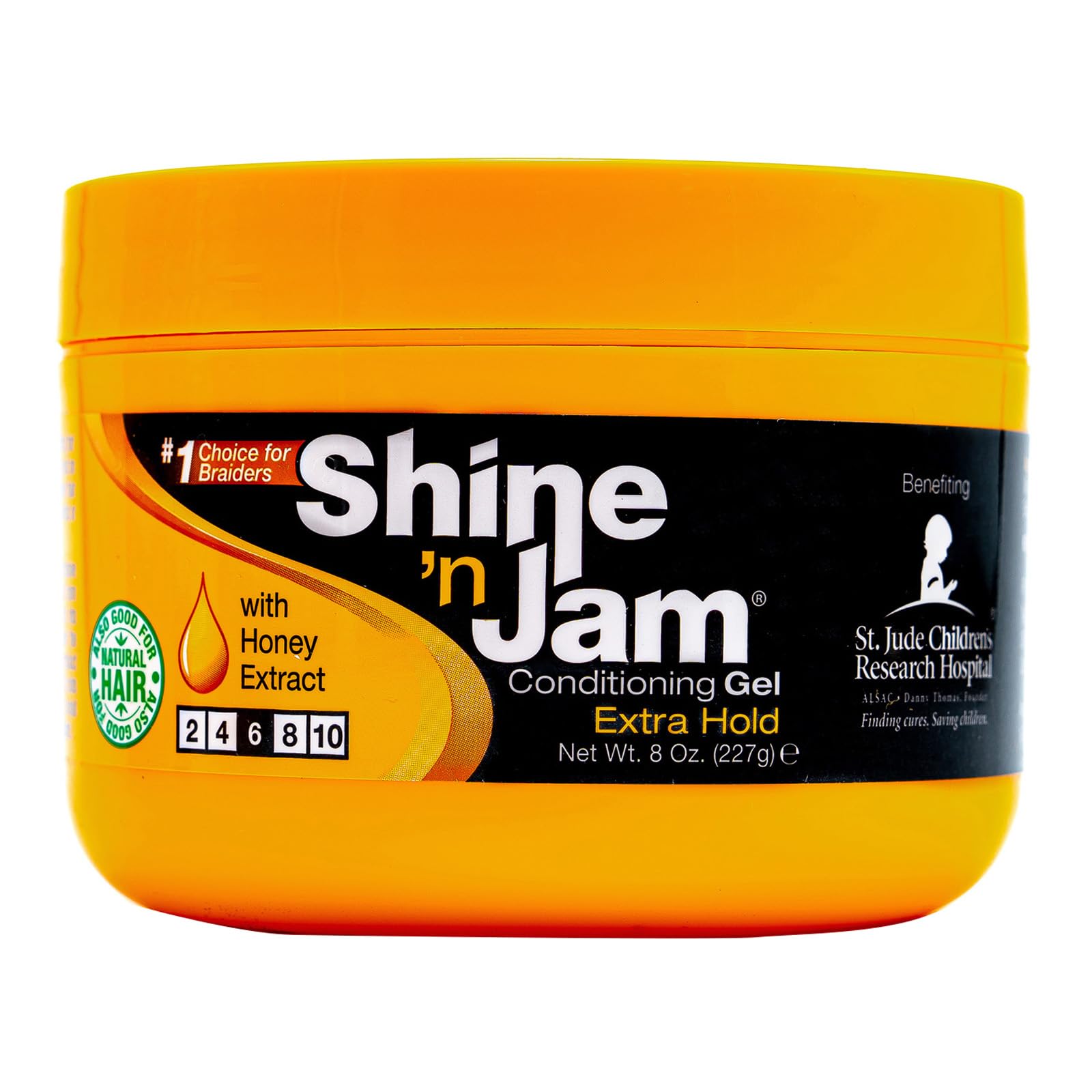 AmPro Shine-n-Jam front packaging showing label and 8 oz container for reliable styling