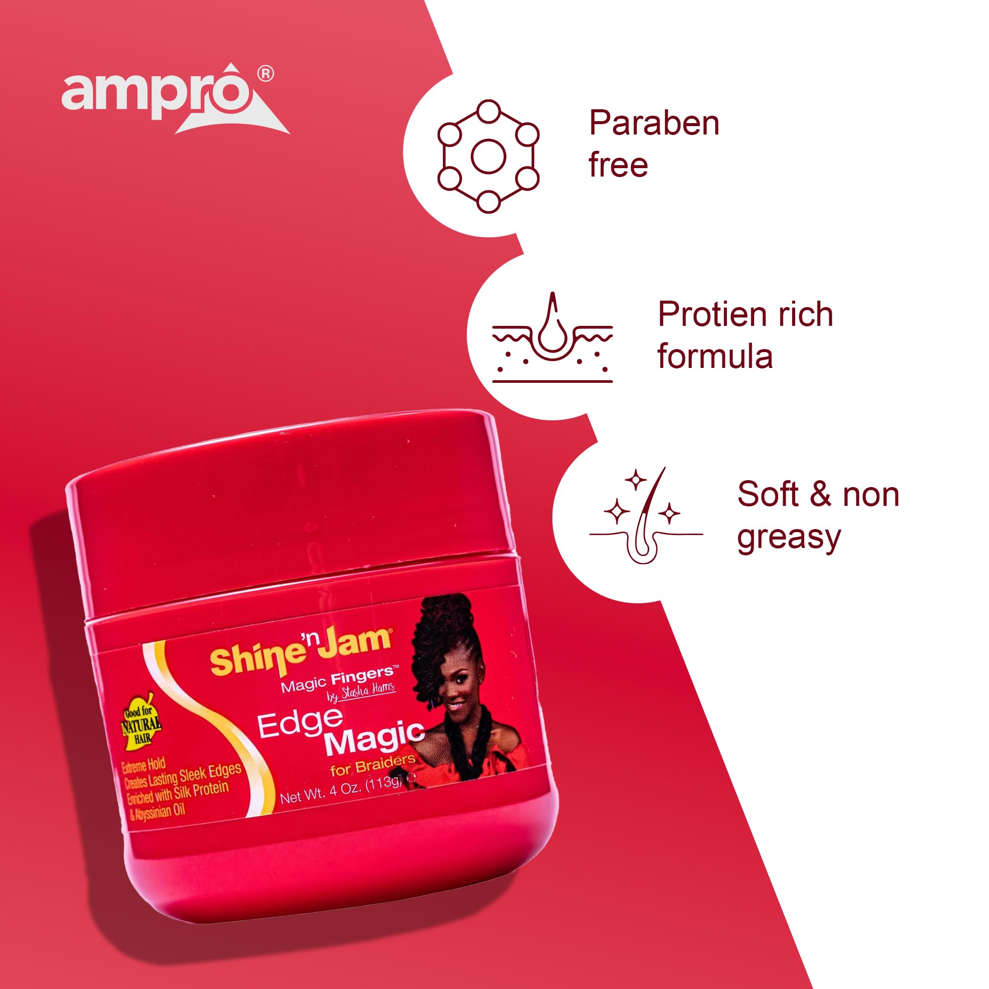AmPro used to smooth edges on a polished ponytail for a refined look