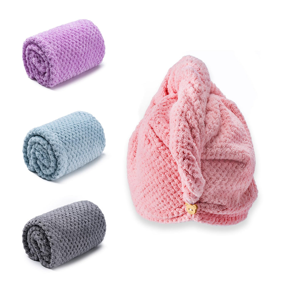 Amrules front packaging of four color towel turbans showing variety and convenience