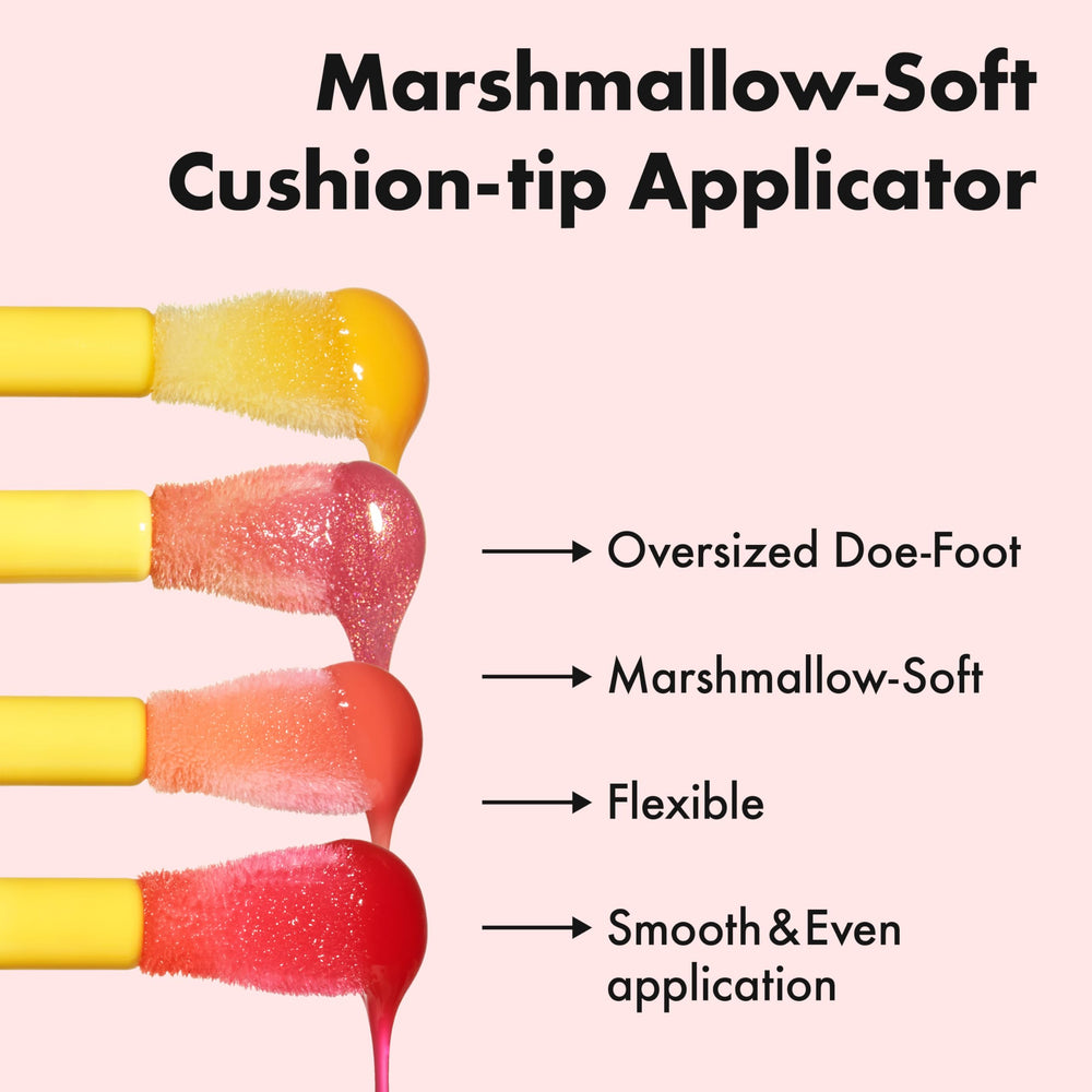 Amuse banana lip oil applicator detail highlighting easy precise application benefit