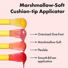 Amuse banana lip oil applicator detail highlighting easy precise application benefit